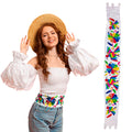 White Embroidered Mexican Belt