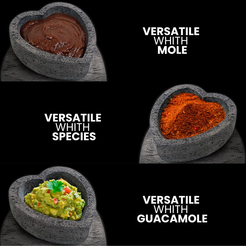 Flat Base Heart Molcajete