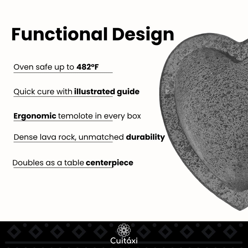 Flat Base Heart Molcajete