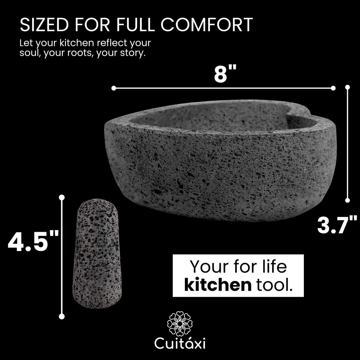 Flat Base Heart Molcajete