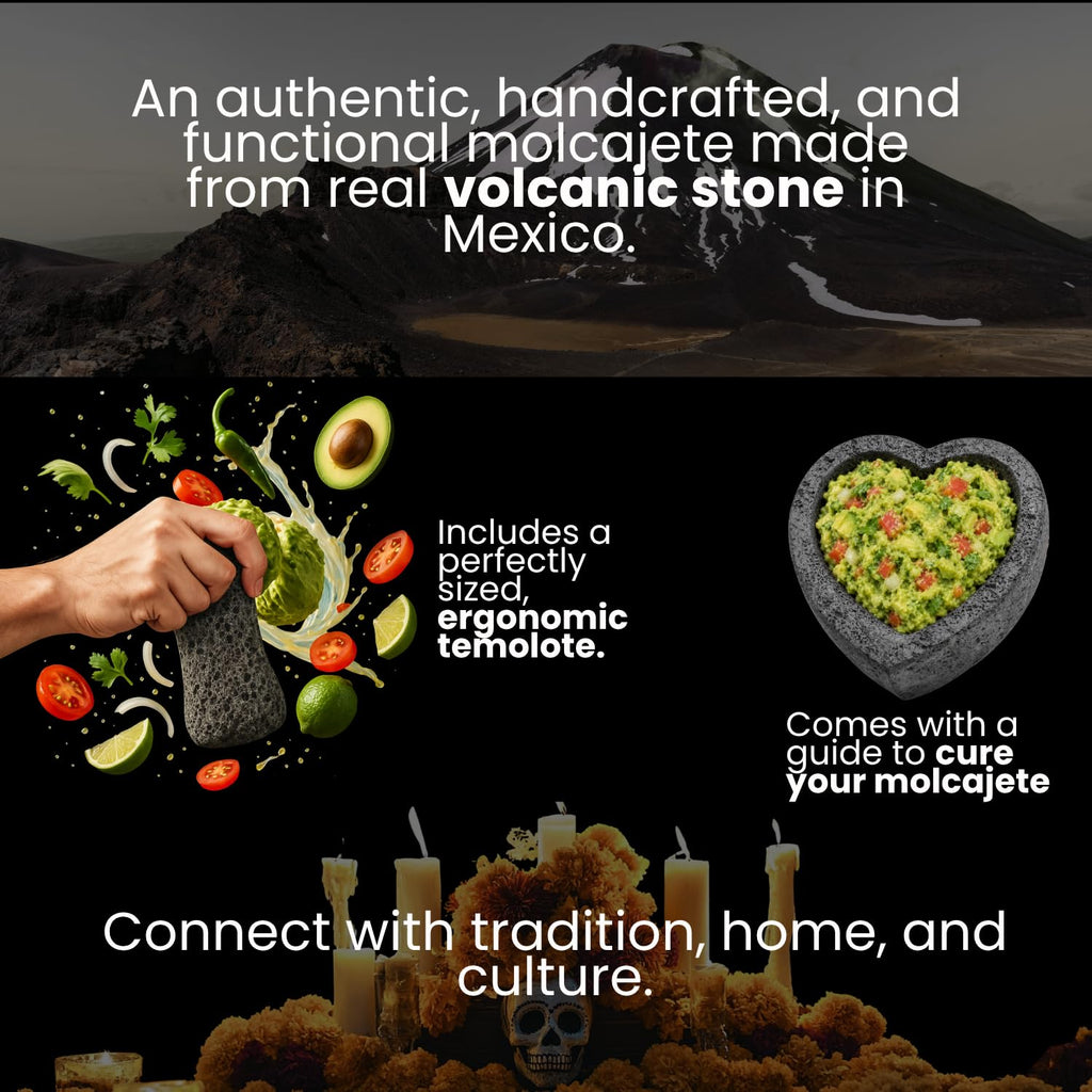 Flat Base Heart Molcajete