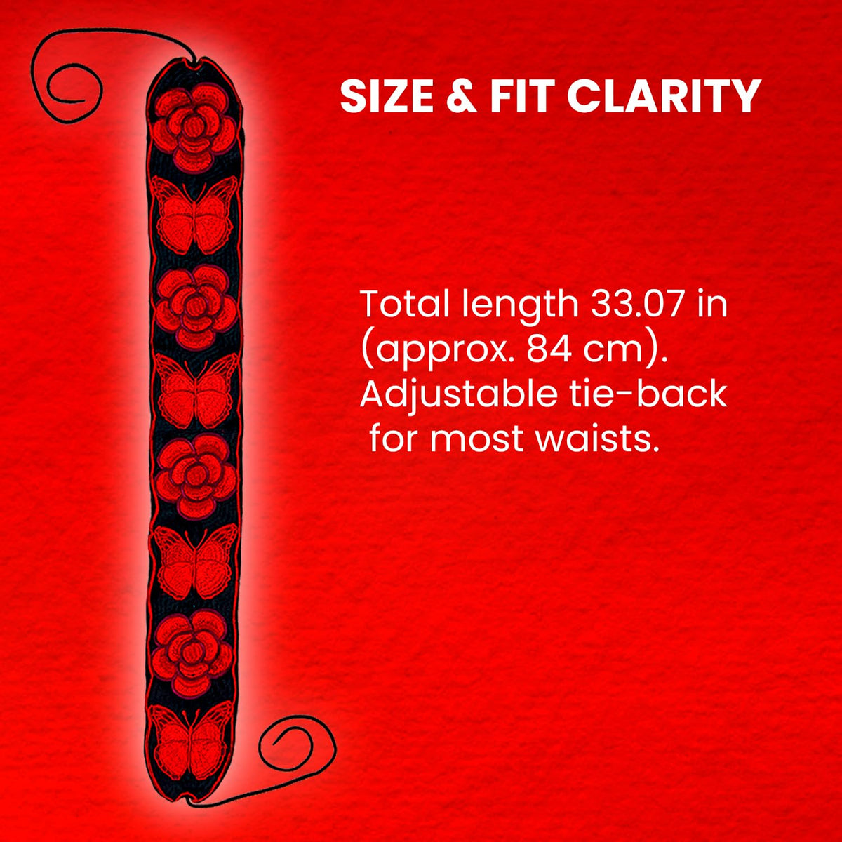 Red Floral Embroidered Mexican Belt