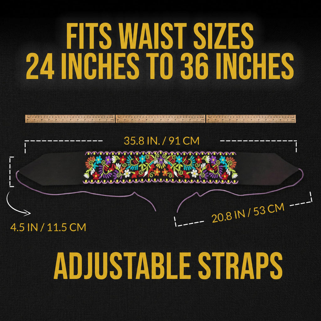 Black Embroidered Mexican Belt