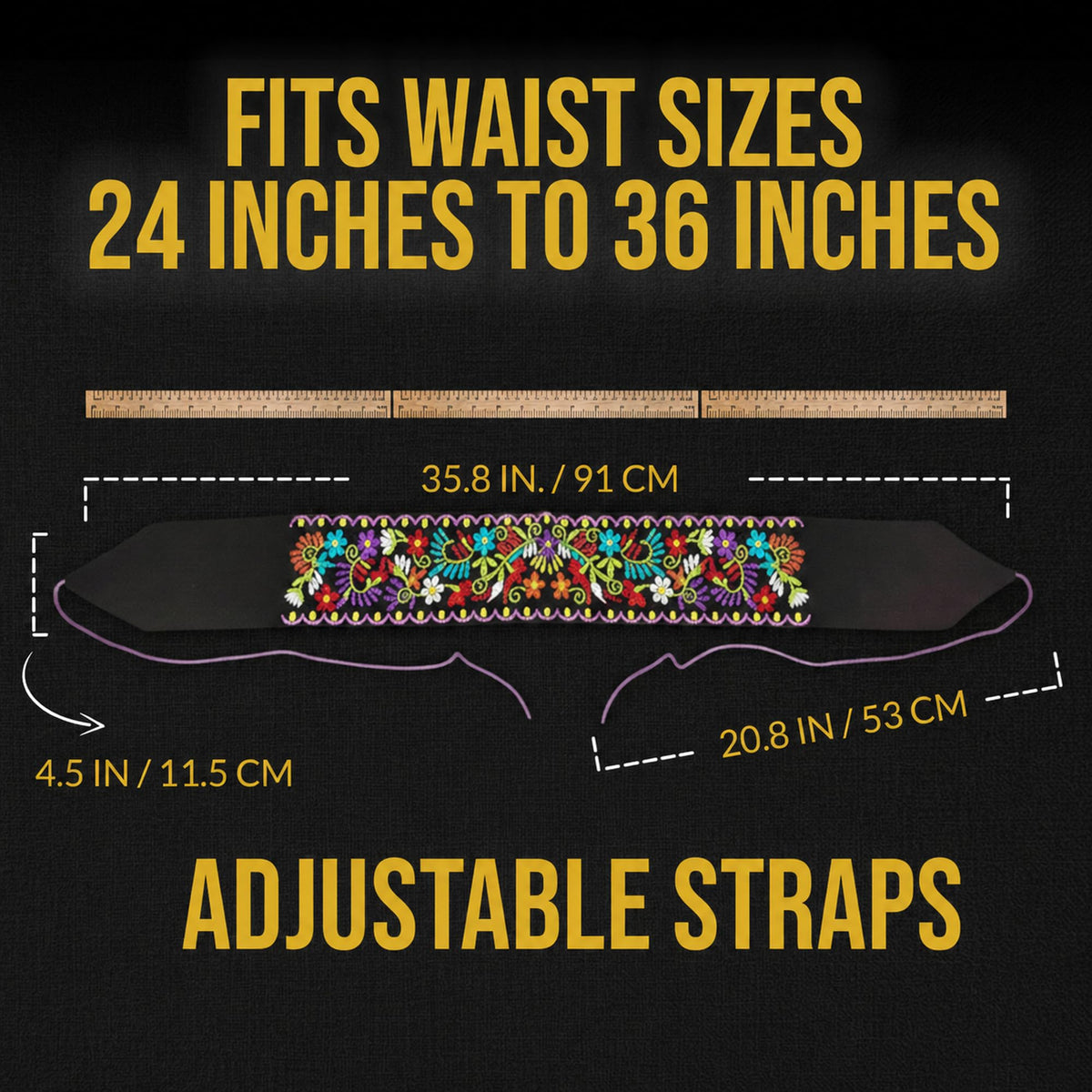Black Embroidered Mexican Belt