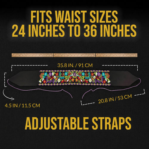 Black Embroidered Mexican Belt
