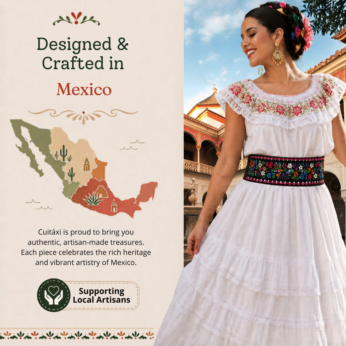 Black Embroidered Mexican Belt