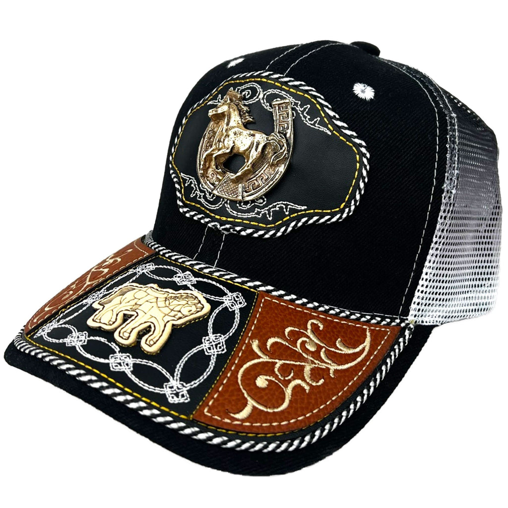Black Charro Cap with Horse