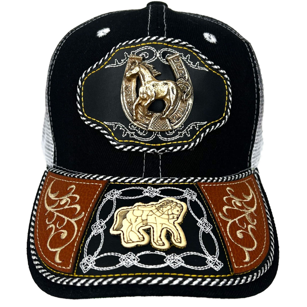Black Charro Cap with Horse