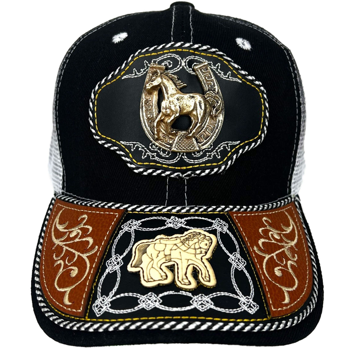 Black Charro Cap with Horse