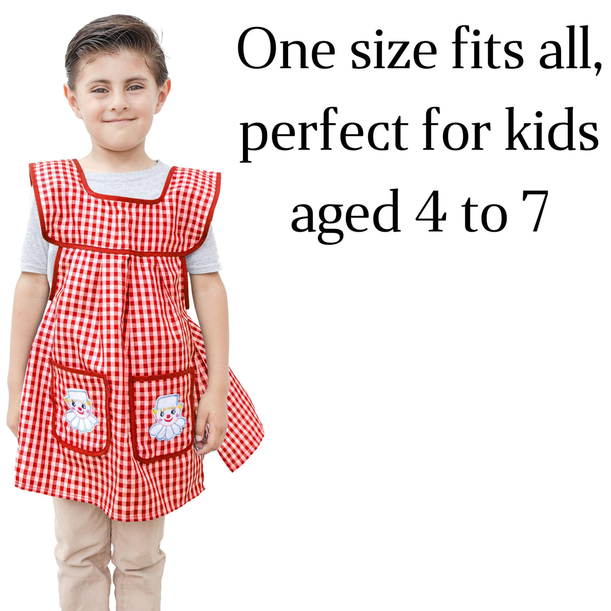 Kids Aprons 2 Pack for Girls, Pink and Red