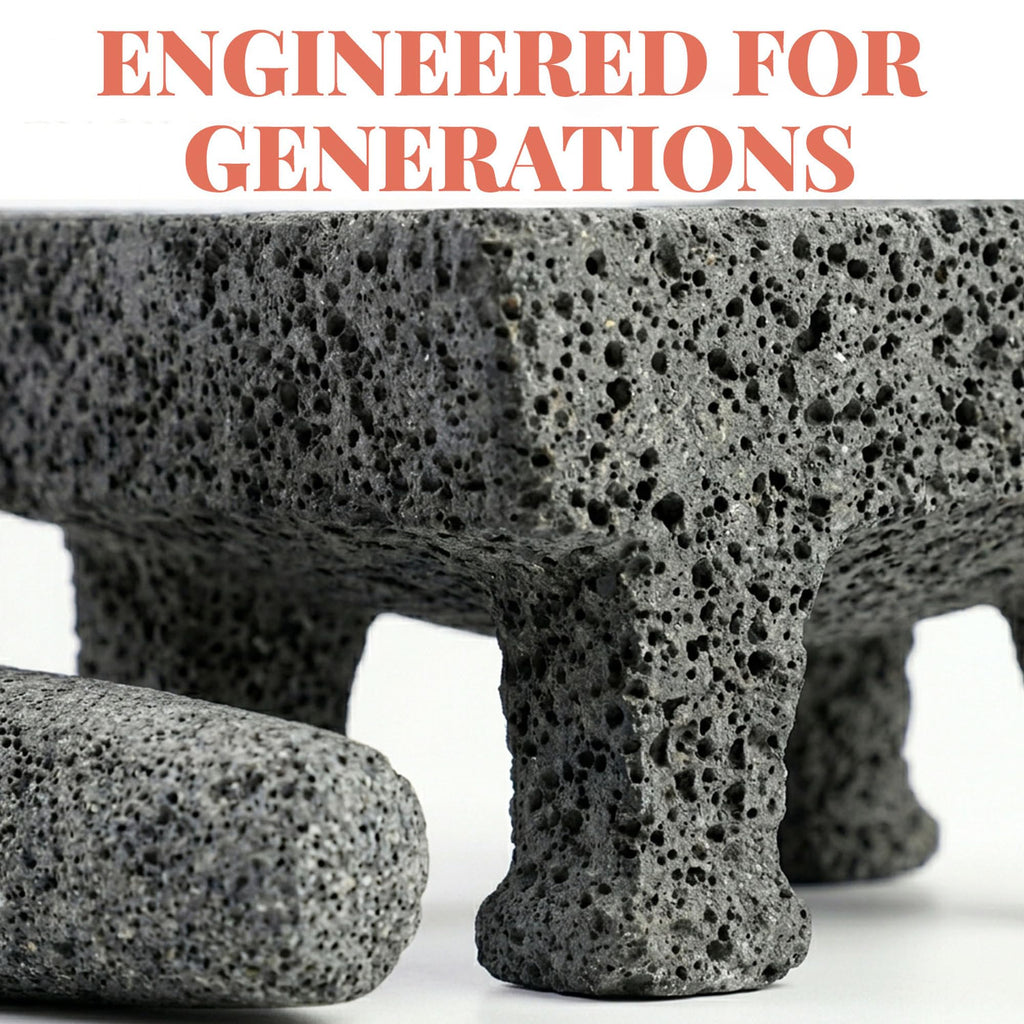 Close up of the porous volcanic rock of the metate