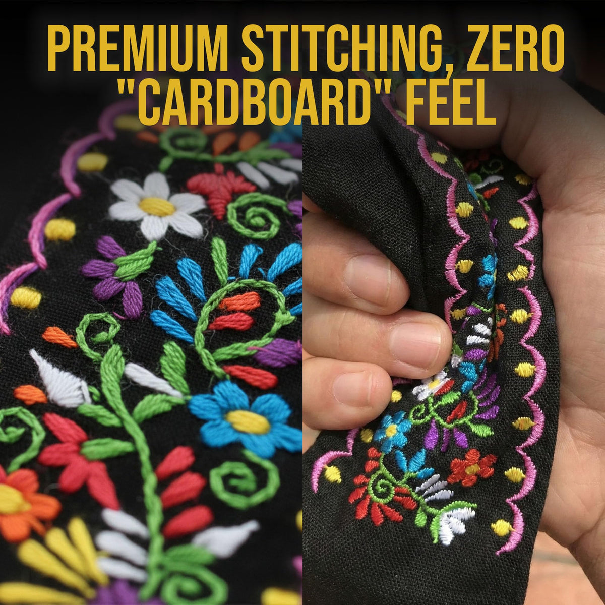 Black Embroidered Mexican Belt