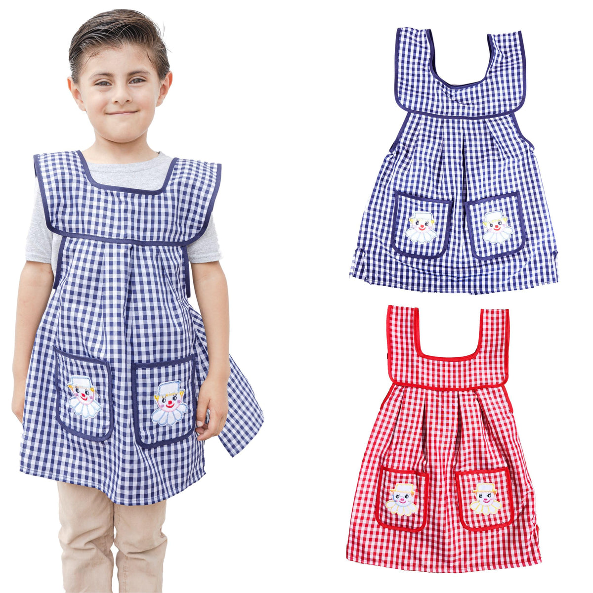 Kids Aprons 2 Pack for Boys, Blue and Red