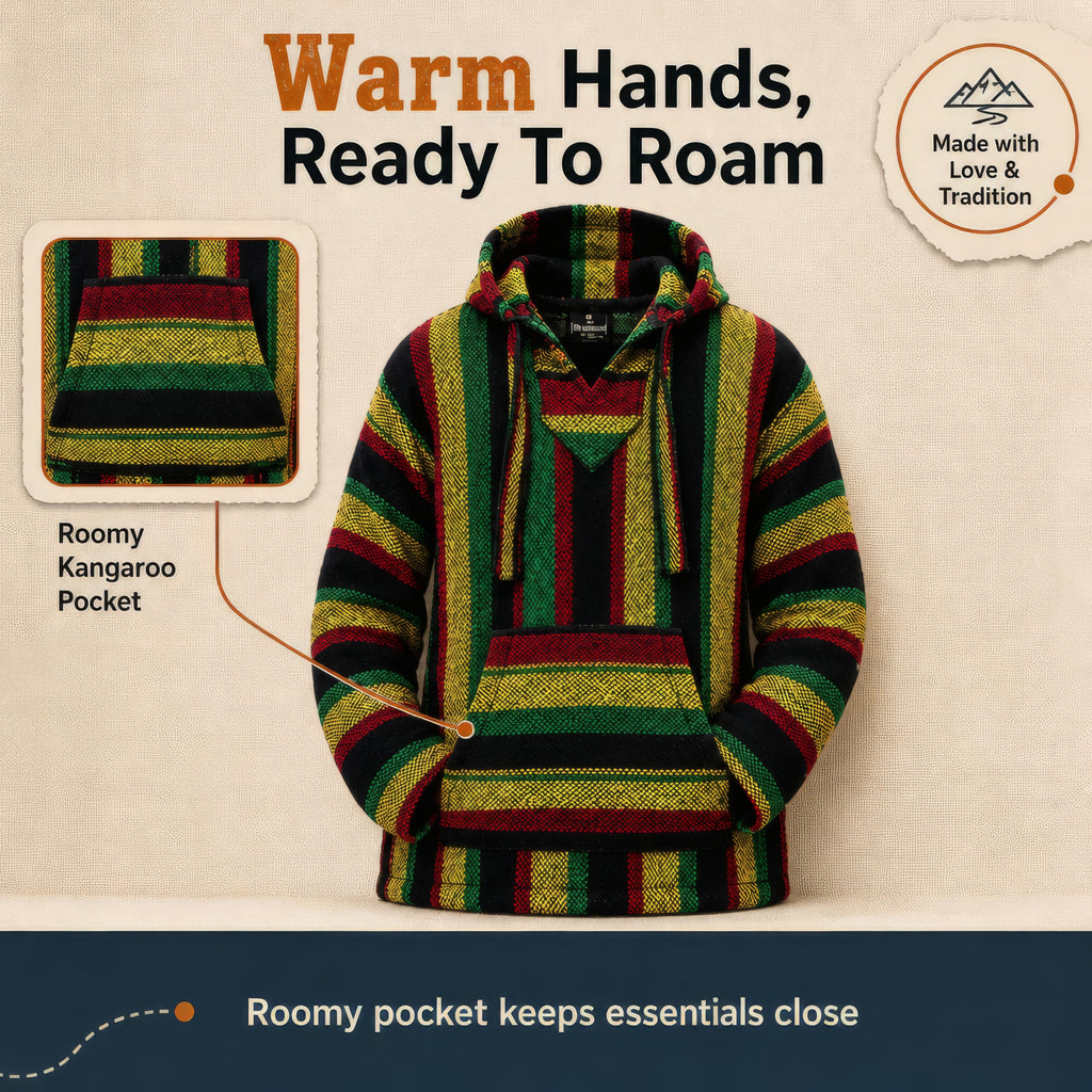 Rastafari Baja hoodie with roomy kangaroo pocket