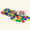 100 colorful Loteria chips in a bag